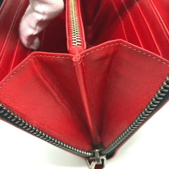 Christian Louboutin Panettone Spike studs Zip Around Long Wallet Leather Black